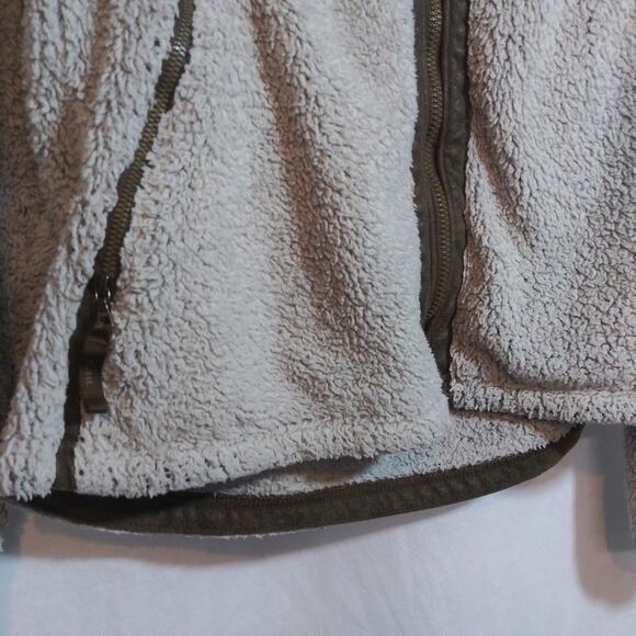 Kuhl Women's Flight Jacket Fleece Tan Stone Leather Trim Outdoor Size L - Picture 4 of 13